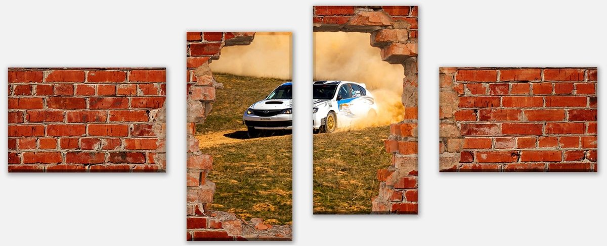 Leinwandbild Mehrteiler Rallye Auto - Roter Backstein M0684 Leinwandbild Mehrteiler Rallye Auto - Roter Backstein M0684