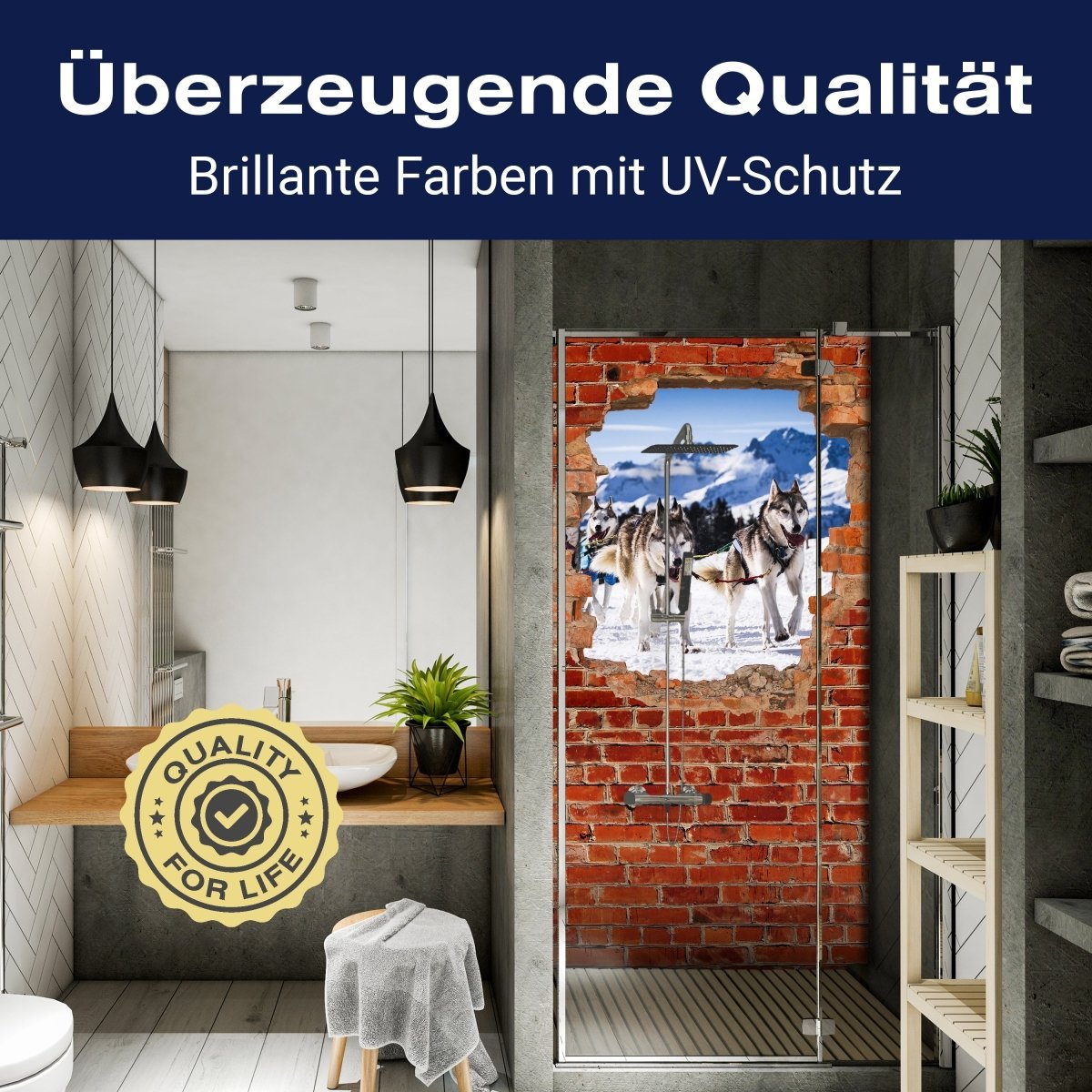 Duschwand Schlittenhunde in Racing - Roter Backstein M0685 entdecken - Bild 2 Duschwand Schlittenhunde in Racing - Roter Backstein M0685 entdecken - Bild 2