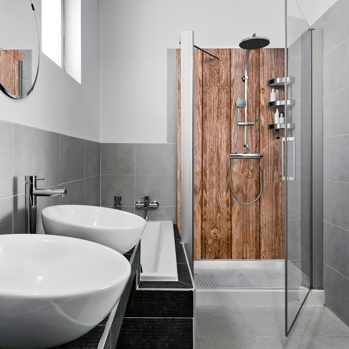 Duschwand Holzwand M0689 entdecken - Bild 1 Duschwand Holzwand M0689 entdecken - Bild 1