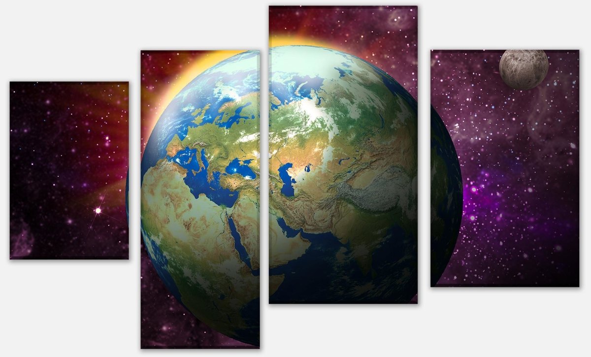 Leinwandbild Mehrteiler Erde, Mond und Sonne M0697 Leinwandbild Mehrteiler Erde, Mond und Sonne M0697
