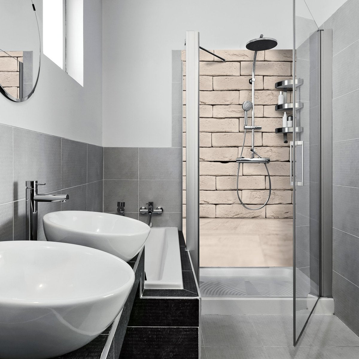 Duschwand Vintage weisse Mauer M0702 entdecken - Bild 1 Duschwand Vintage weisse Mauer M0702 entdecken - Bild 1