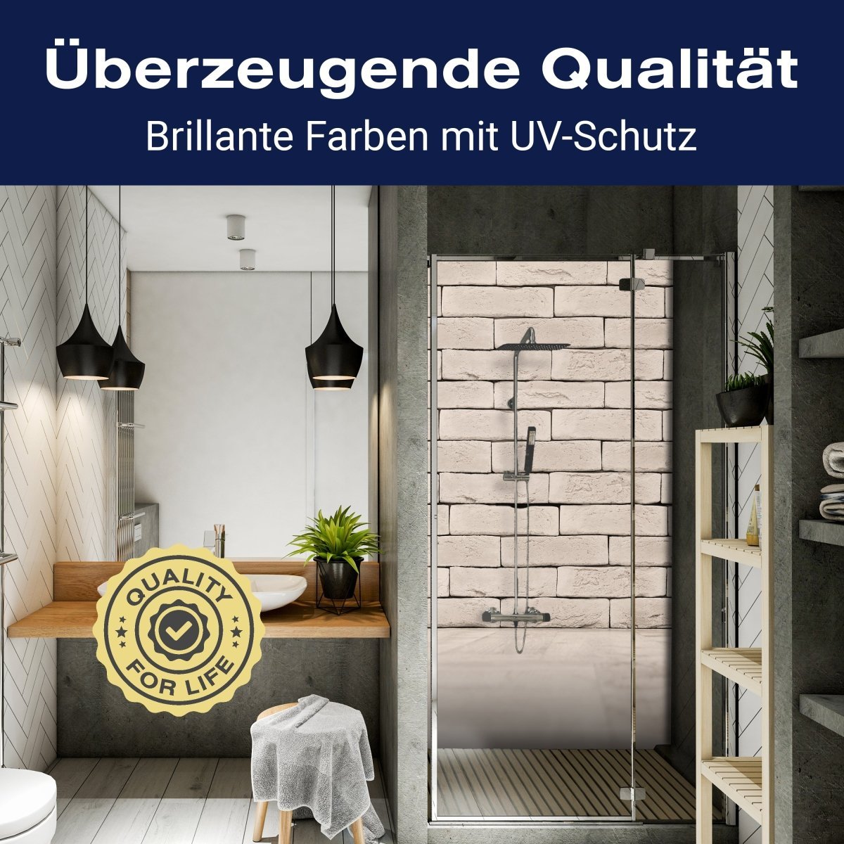 Duschwand Vintage weisse Mauer M0702 entdecken - Bild 2 Duschwand Vintage weisse Mauer M0702 entdecken - Bild 2