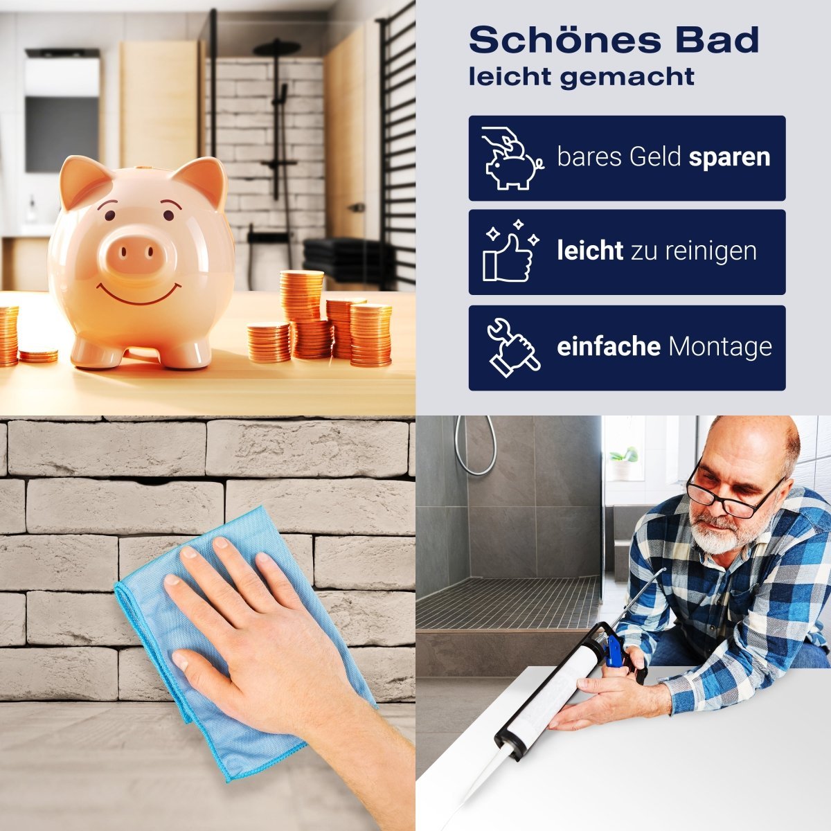 Duschwand Vintage weisse Mauer M0702 entdecken - Bild 7 Duschwand Vintage weisse Mauer M0702 entdecken - Bild 7