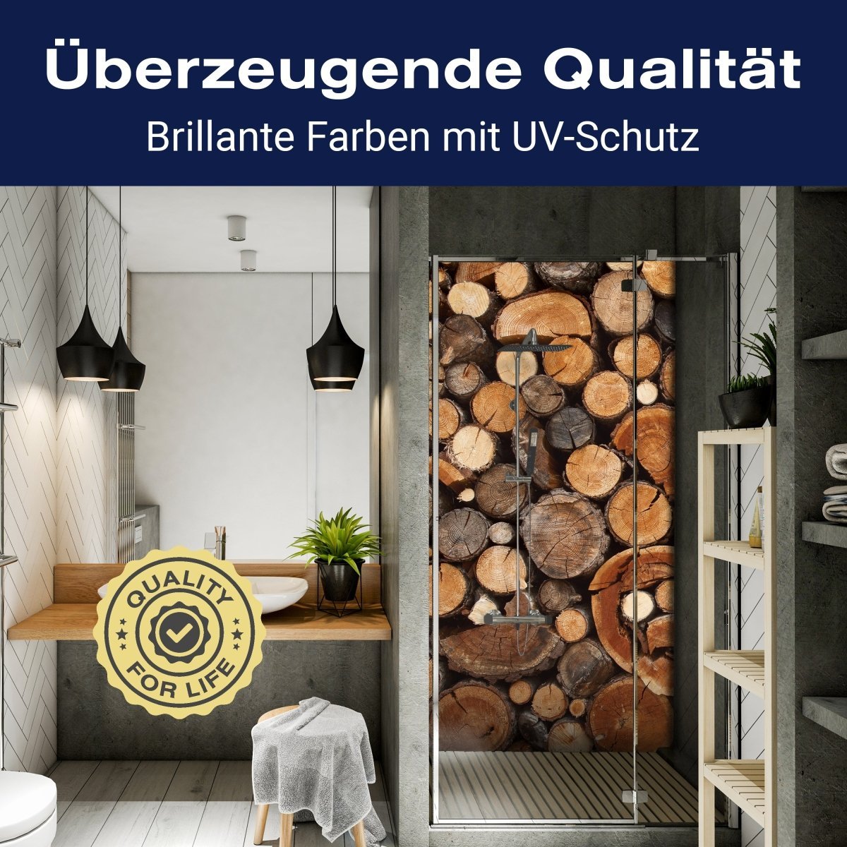 Duschwand Brennholz Haufen M0706 entdecken - Bild 2 Duschwand Brennholz Haufen M0706 entdecken - Bild 2