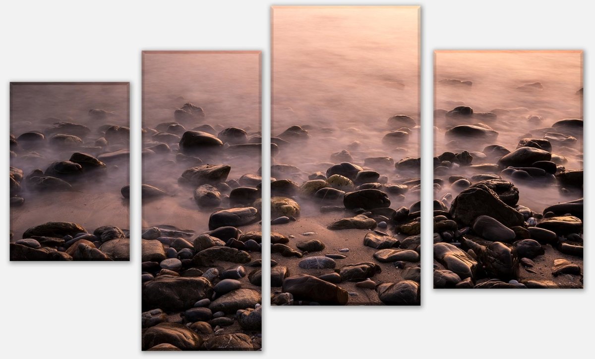 Leinwandbild Mehrteiler Steine und Nebelwasser M0710 Leinwandbild Mehrteiler Steine und Nebelwasser M0710