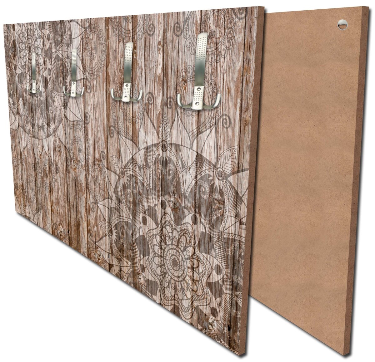 Garderobe Holzwand mit Mandalas M0722 Garderobe Holzwand mit Mandalas M0722