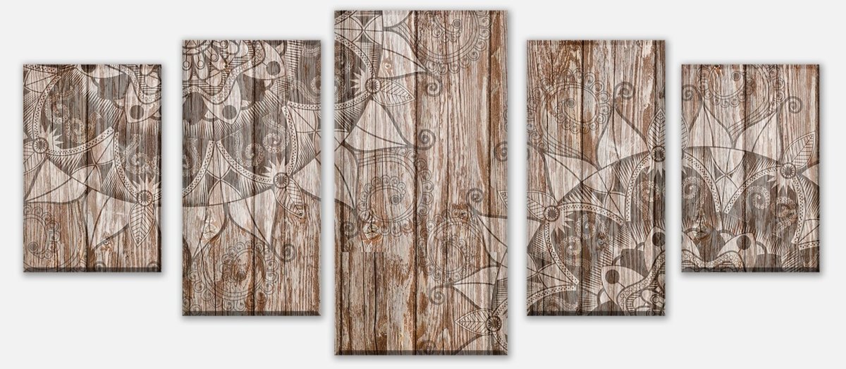Leinwandbild Mehrteiler Holzwand mit Mandalas M0722 entdecken - Bild 1 Leinwandbild Mehrteiler Holzwand mit Mandalas M0722 entdecken - Bild 1