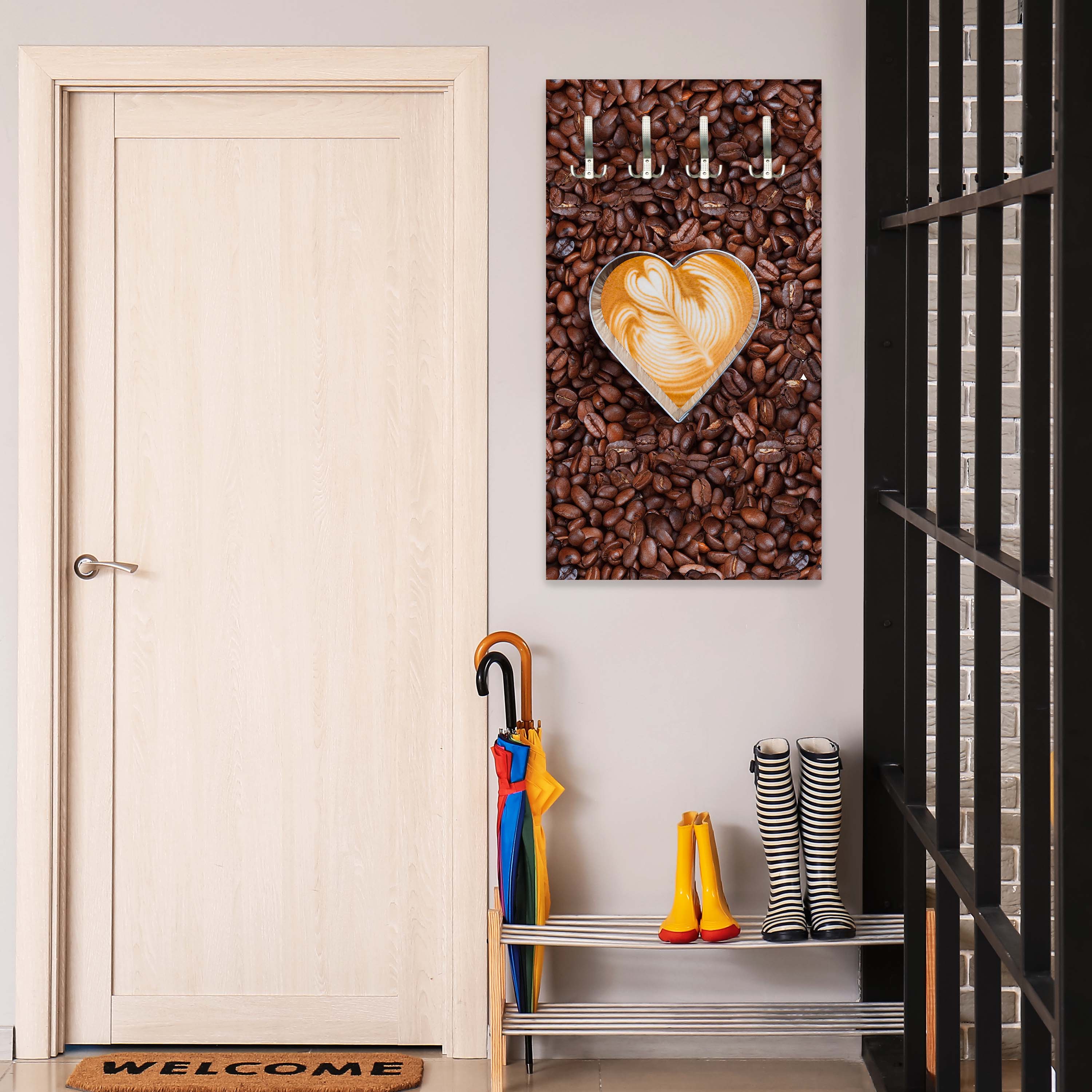 Garderobe Kaffeebohnen und Kaffeeherzen M0731 entdecken - Bild 2 Garderobe Kaffeebohnen und Kaffeeherzen M0731 entdecken - Bild 2