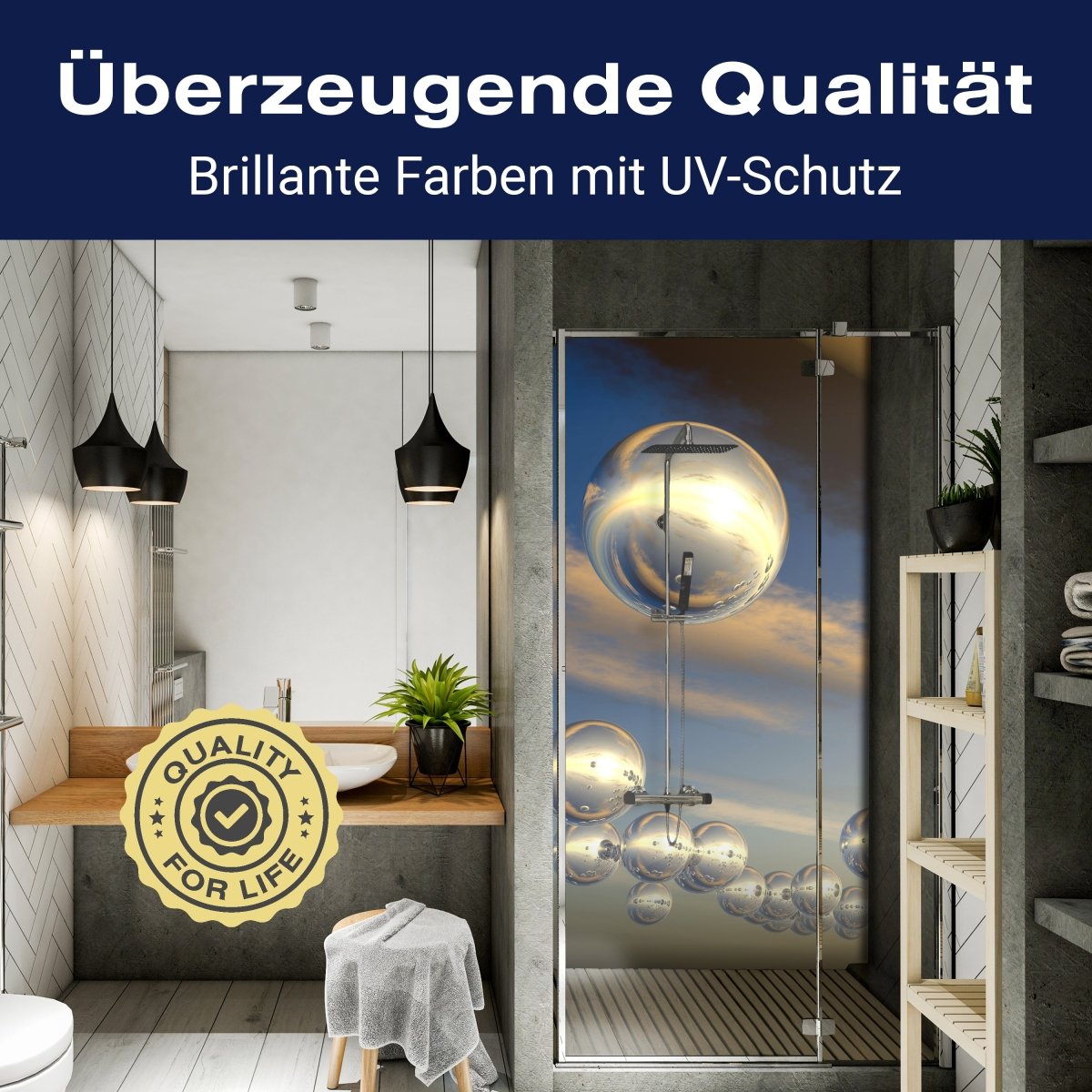 Duschwand Himmel mit futuristischen Sphären M0763 entdecken - Bild 2 Duschwand Himmel mit futuristischen Sphären M0763 entdecken - Bild 2