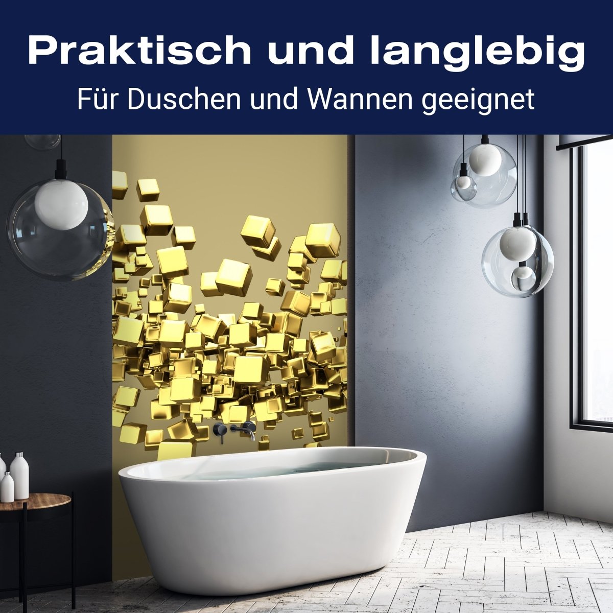 Duschwand Golden Cubes Hintergrund M0765 entdecken - Bild 3 Duschwand Golden Cubes Hintergrund M0765 entdecken - Bild 3
