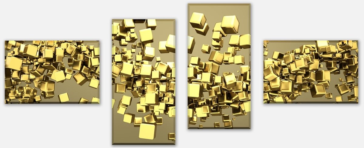 Leinwandbild Mehrteiler Golden Cubes Hintergrund M0765 Leinwandbild Mehrteiler Golden Cubes Hintergrund M0765