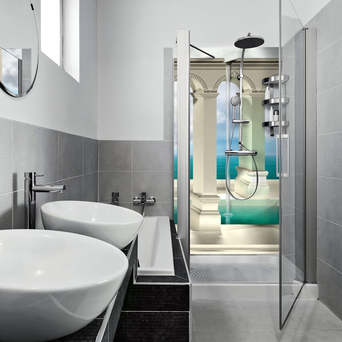 Duschwand optische Täuschung eines Wasserfalls M0774 entdecken - Bild 1 Duschwand optische Täuschung eines Wasserfalls M0774 entdecken - Bild 1