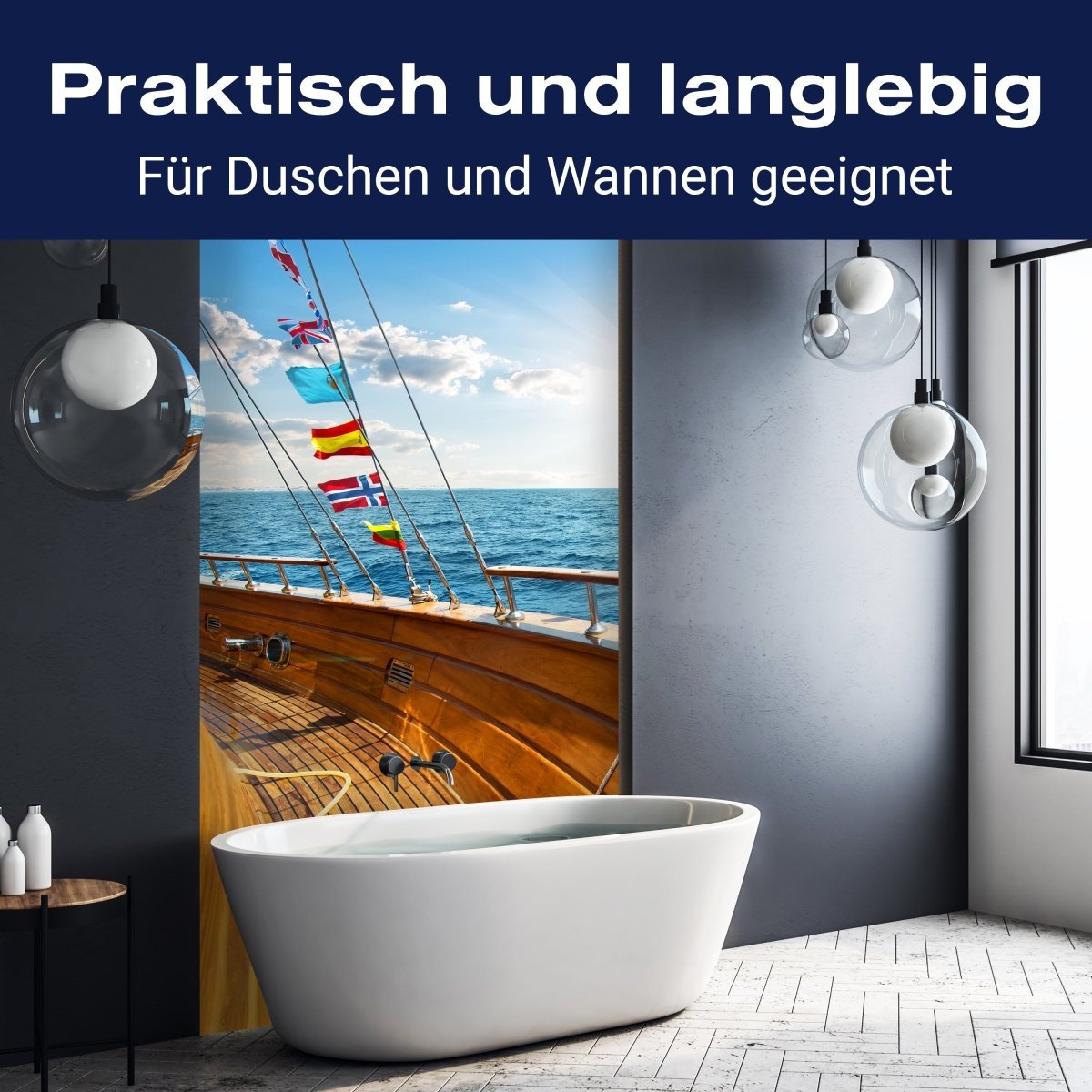 Duschwand Yacht im Meer an sonnigen Tag M0795 entdecken - Bild 3 Duschwand Yacht im Meer an sonnigen Tag M0795 entdecken - Bild 3