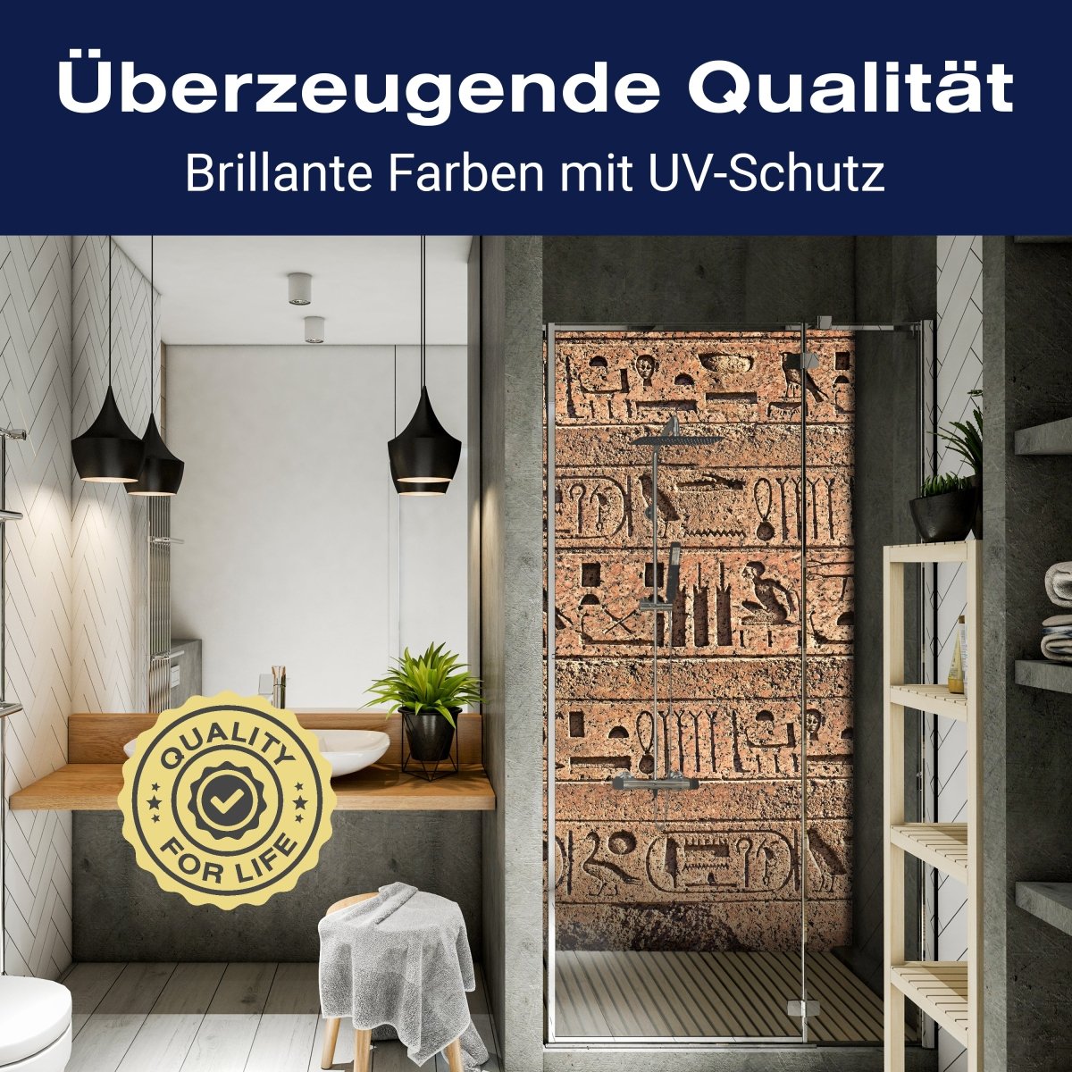 Duschwand Ägyptische Hieroglyphen auf einer alten Mauer M0806 entdecken - Bild 2 Duschwand Ägyptische Hieroglyphen auf einer alten Mauer M0806 entdecken - Bild 2