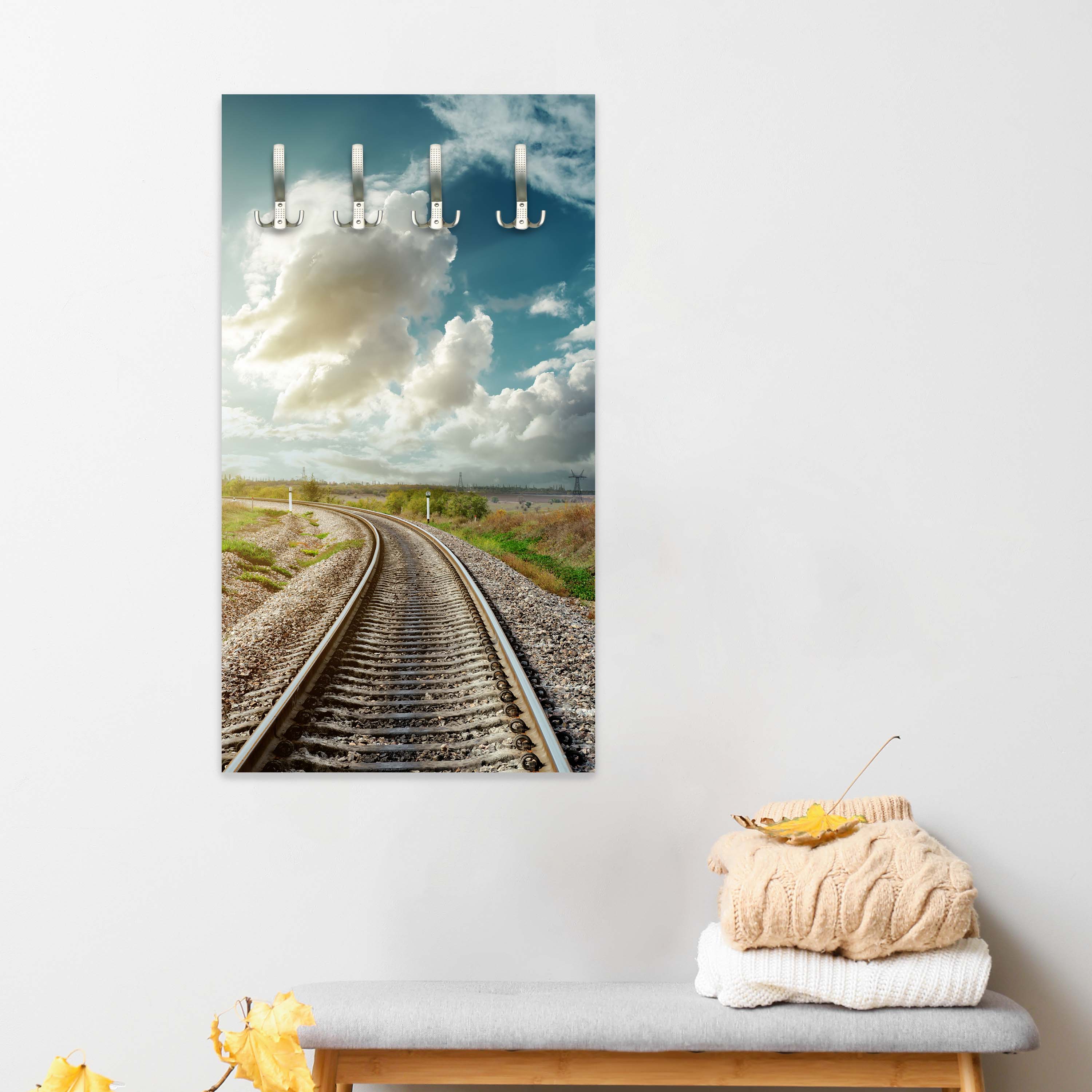 Garderobe Eisenbahn mit Sonnenuntergang am Horizont M0807 entdecken - Bild 2 Garderobe Eisenbahn mit Sonnenuntergang am Horizont M0807 entdecken - Bild 2