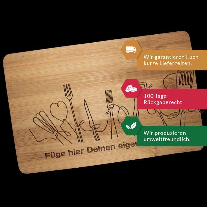 Frühstücksbrettchen eigener Text, Besteck M0814 - Bild 3 Frühstücksbrettchen eigener Text, Besteck M0814 - Bild 3