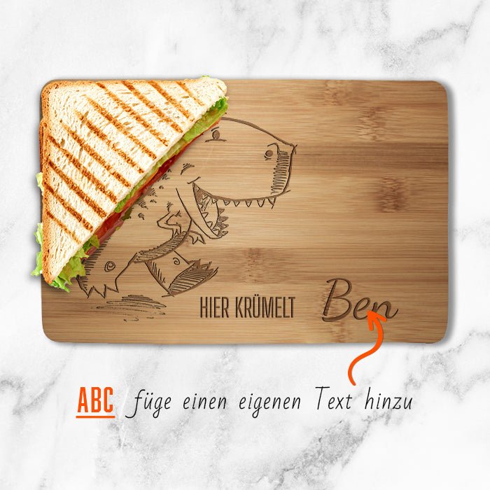 Frühstücksbrettchen Dino, hier krümelt M0819 - Bild 2 Frühstücksbrettchen Dino, hier krümelt M0819 - Bild 2