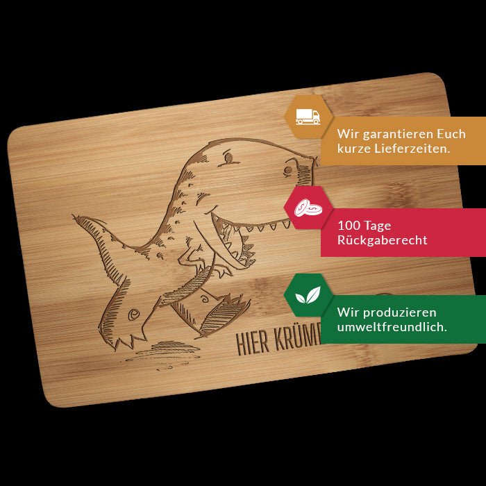 Frühstücksbrettchen Dino, hier krümelt M0819 - Bild 3 Frühstücksbrettchen Dino, hier krümelt M0819 - Bild 3