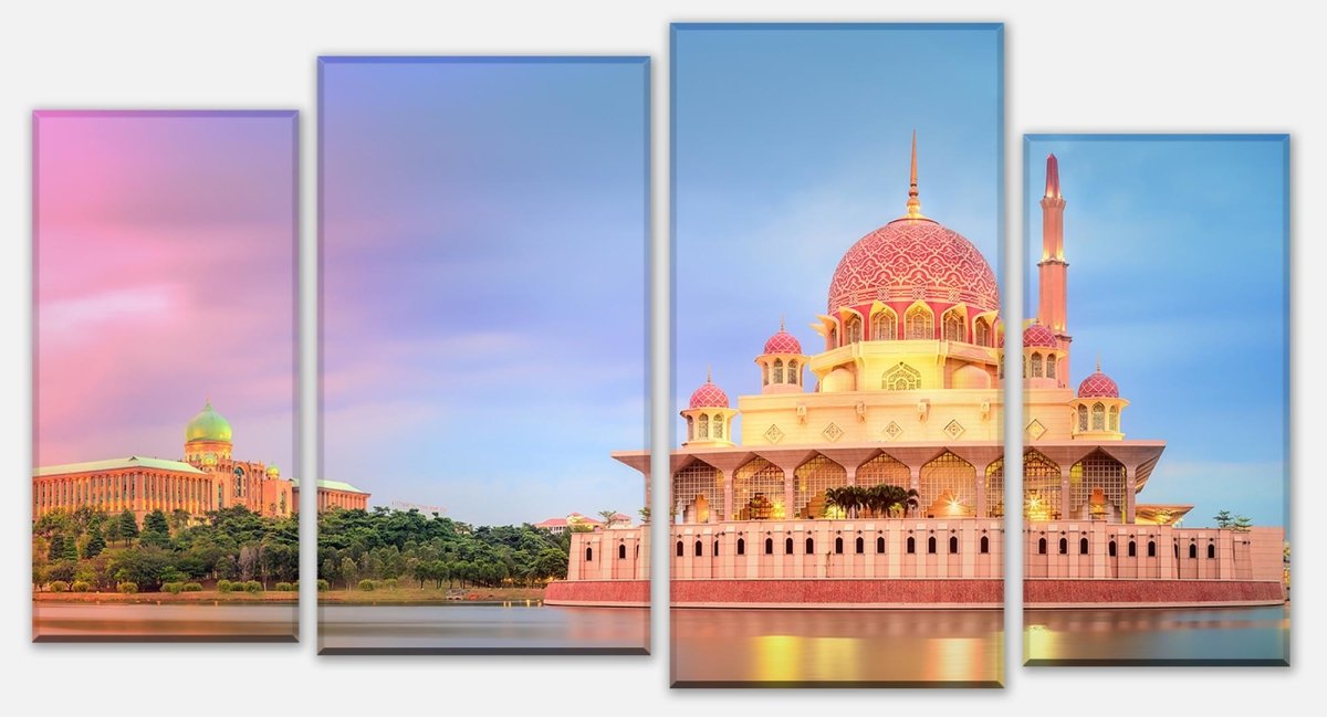 Leinwandbild Mehrteiler Sonnenuntergang über Putrajaya-Moschee M0819 Leinwandbild Mehrteiler Sonnenuntergang über Putrajaya-Moschee M0819