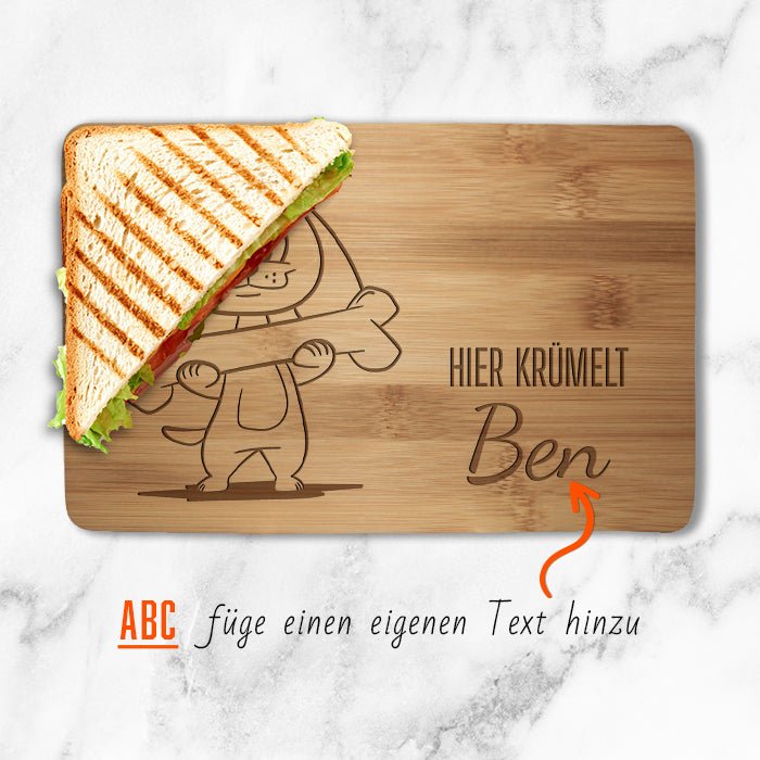 Frühstücksbrettchen Hund, hier krümelt M0826 - Bild 2 Frühstücksbrettchen Hund, hier krümelt M0826 - Bild 2