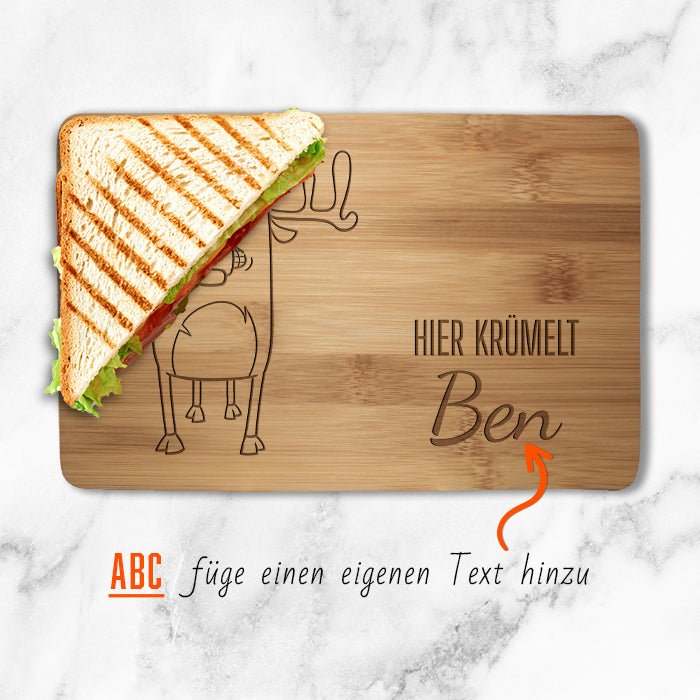 Frühstücksbrettchen Elch, hier krümelt M0829 - Bild 2 Frühstücksbrettchen Elch, hier krümelt M0829 - Bild 2