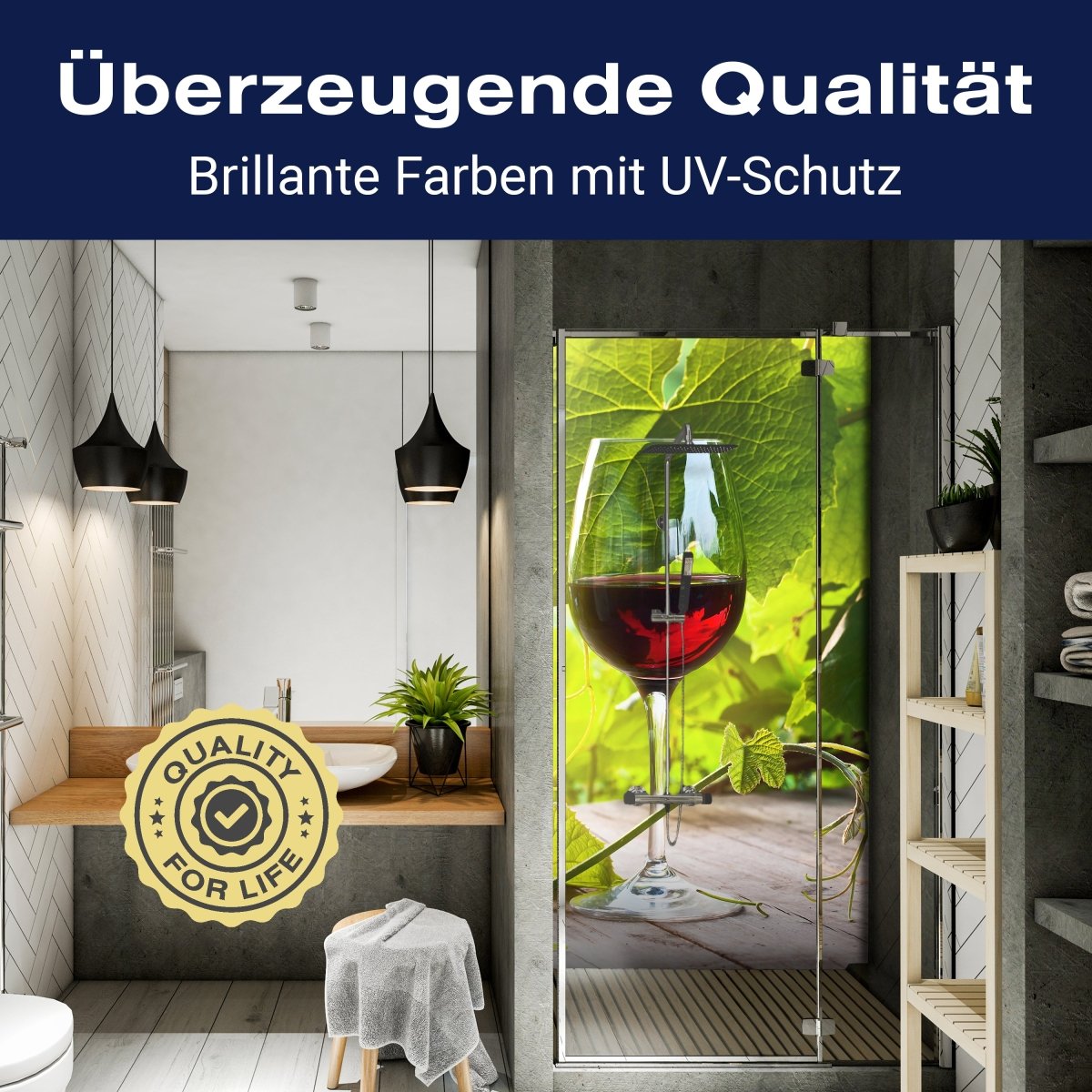 Duschwand Glas mit Rotwein im Weinberg M0830 entdecken - Bild 2 Duschwand Glas mit Rotwein im Weinberg M0830 entdecken - Bild 2