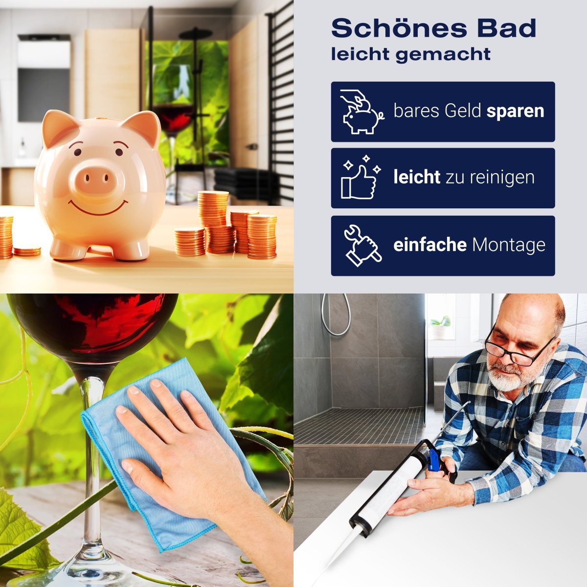 Duschwand Glas mit Rotwein im Weinberg M0830 entdecken - Bild 7 Duschwand Glas mit Rotwein im Weinberg M0830 entdecken - Bild 7