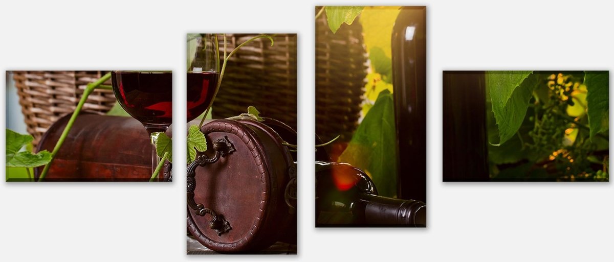 Leinwandbild Mehrteiler Flasche und Glas mit Rotwein M0831 Leinwandbild Mehrteiler Flasche und Glas mit Rotwein M0831