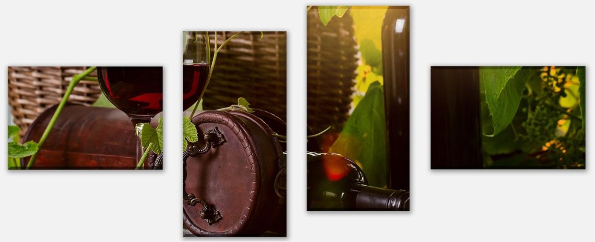 Leinwandbild Mehrteiler Flasche und Glas mit Rotwein M0831 Leinwandbild Mehrteiler Flasche und Glas mit Rotwein M0831