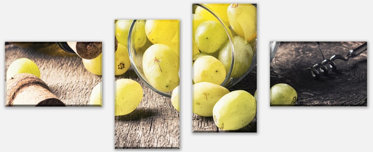 Leinwandbild Mehrteiler Flasche Weißwein, Traube und Korken M0836 Leinwandbild Mehrteiler Flasche Weißwein, Traube und Korken M0836