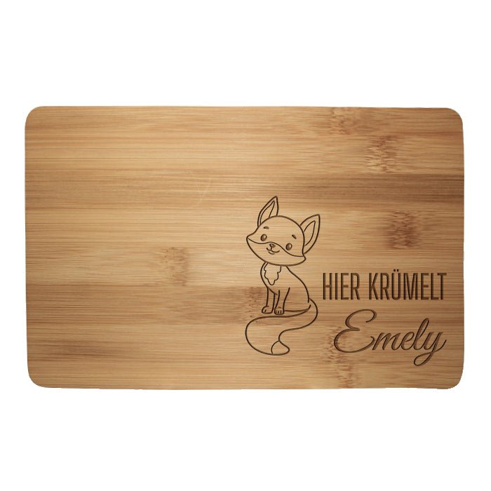 Frühstücksbrettchen Fuchs, hier krümelt M0837 - Bild 1 Frühstücksbrettchen Fuchs, hier krümelt M0837 - Bild 1