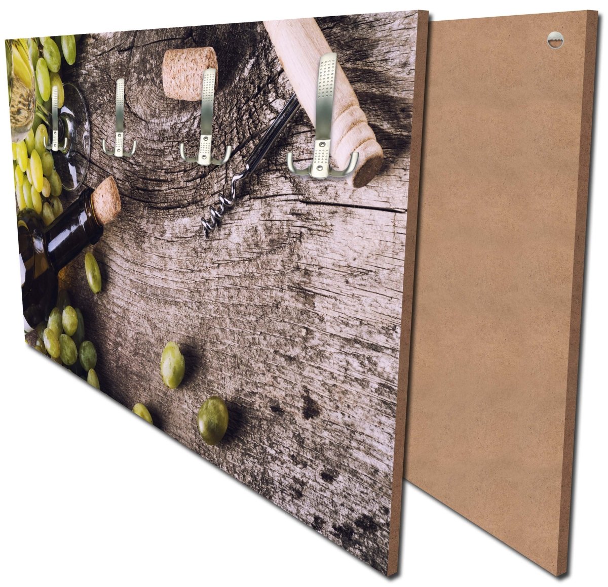 Garderobe Flasche Weißwein und Trauben auf einem alten Tisch M0838 Garderobe Flasche Weißwein und Trauben auf einem alten Tisch M0838