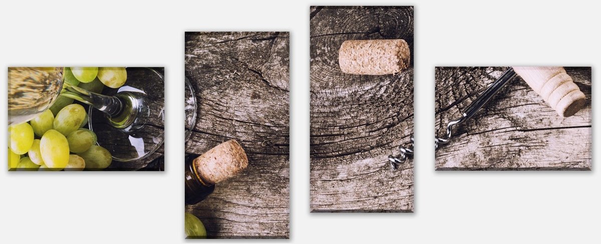 Leinwandbild Mehrteiler Flasche Weißwein und Trauben auf einem alten Tisch M0838 Leinwandbild Mehrteiler Flasche Weißwein und Trauben auf einem alten Tisch M0838