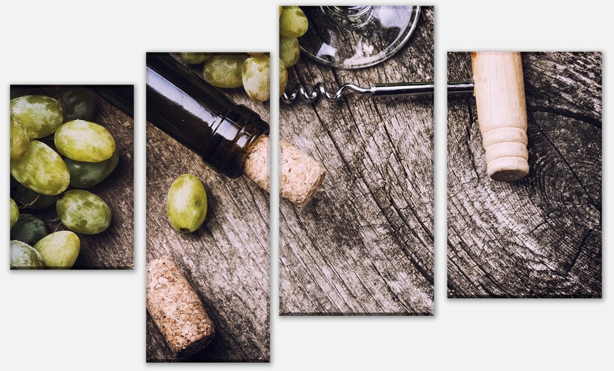 Leinwandbild Mehrteiler Traube und Korken auf alten hölzernen Hintergrund M0839 Leinwandbild Mehrteiler Traube und Korken auf alten hölzernen Hintergrund M0839