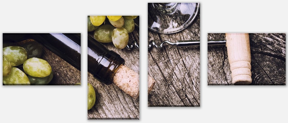 Leinwandbild Mehrteiler Traube und Korken auf alten hölzernen Hintergrund M0839 Leinwandbild Mehrteiler Traube und Korken auf alten hölzernen Hintergrund M0839