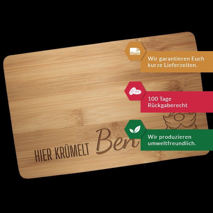 Frühstücksbrettchen Zwerg, hier krümelt M0841 - Bild 3 Frühstücksbrettchen Zwerg, hier krümelt M0841 - Bild 3