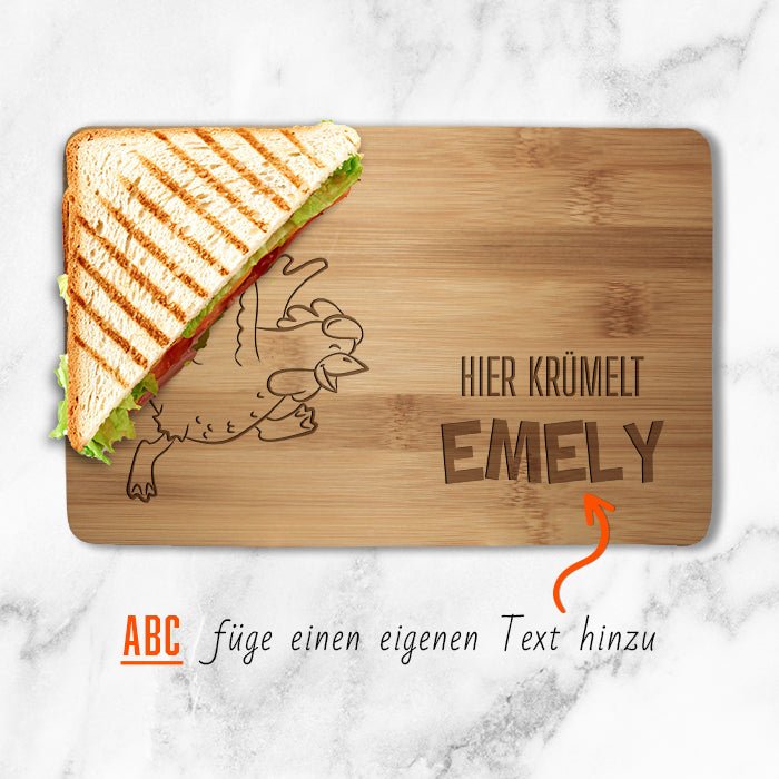 Frühstücksbrettchen Huhn, hier krümelt M0843 - Bild 2 Frühstücksbrettchen Huhn, hier krümelt M0843 - Bild 2