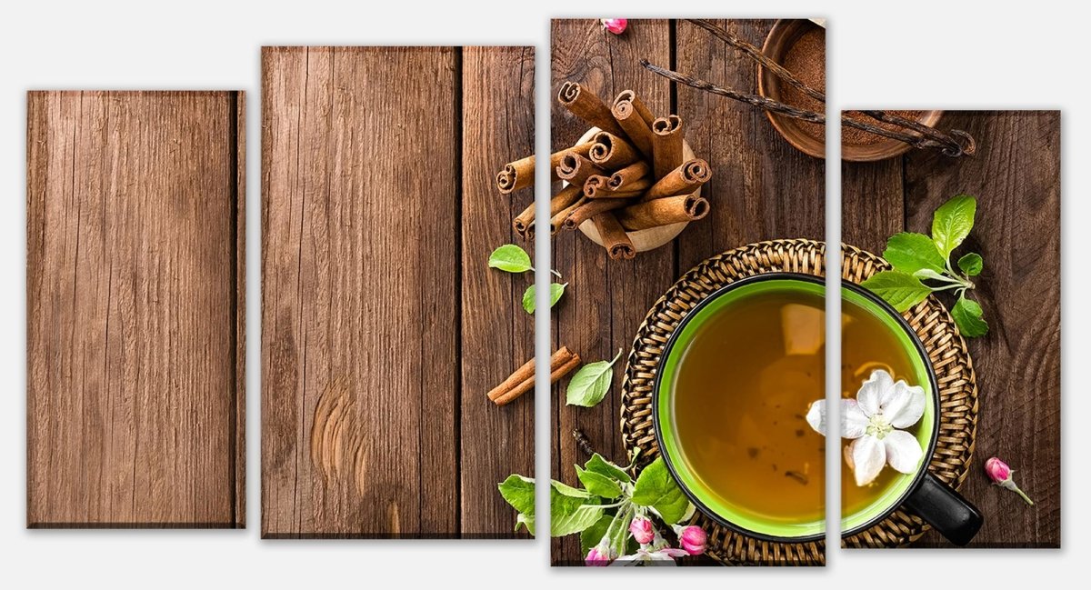 Leinwandbild Mehrteiler Tasse Tee mit Kräutern gewürzt M0844 Leinwandbild Mehrteiler Tasse Tee mit Kräutern gewürzt M0844
