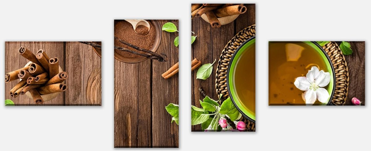 Leinwandbild Mehrteiler Tasse Tee mit Kräutern gewürzt M0844 Leinwandbild Mehrteiler Tasse Tee mit Kräutern gewürzt M0844