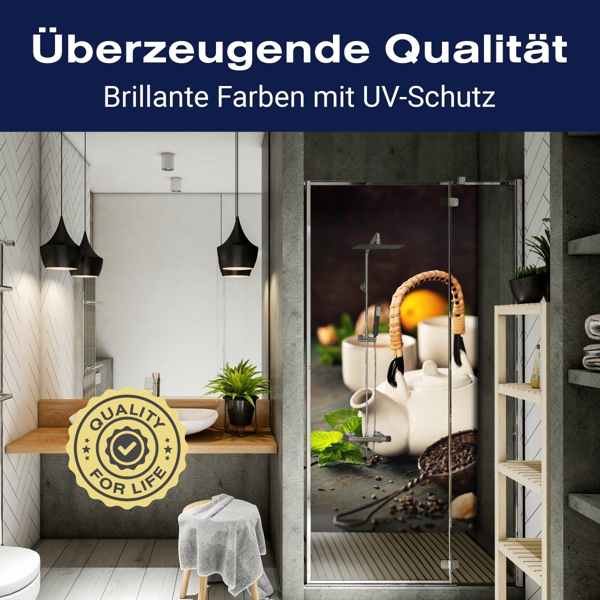 Duschwand Teekanne und Tasse Tee mit Minze M0845 entdecken - Bild 2 Duschwand Teekanne und Tasse Tee mit Minze M0845 entdecken - Bild 2