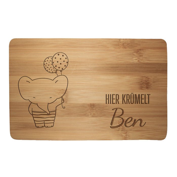 Frühstücksbrettchen Elefant, Luftballons, hier krümelt M0848 - Bild 1 Frühstücksbrettchen Elefant, Luftballons, hier krümelt M0848 - Bild 1