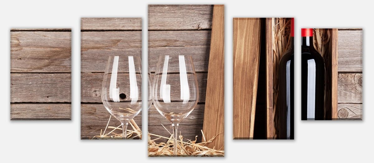 Leinwandbild Mehrteiler Rotweinflasche und Weingläser M0848 entdecken - Bild 1 Leinwandbild Mehrteiler Rotweinflasche und Weingläser M0848 entdecken - Bild 1