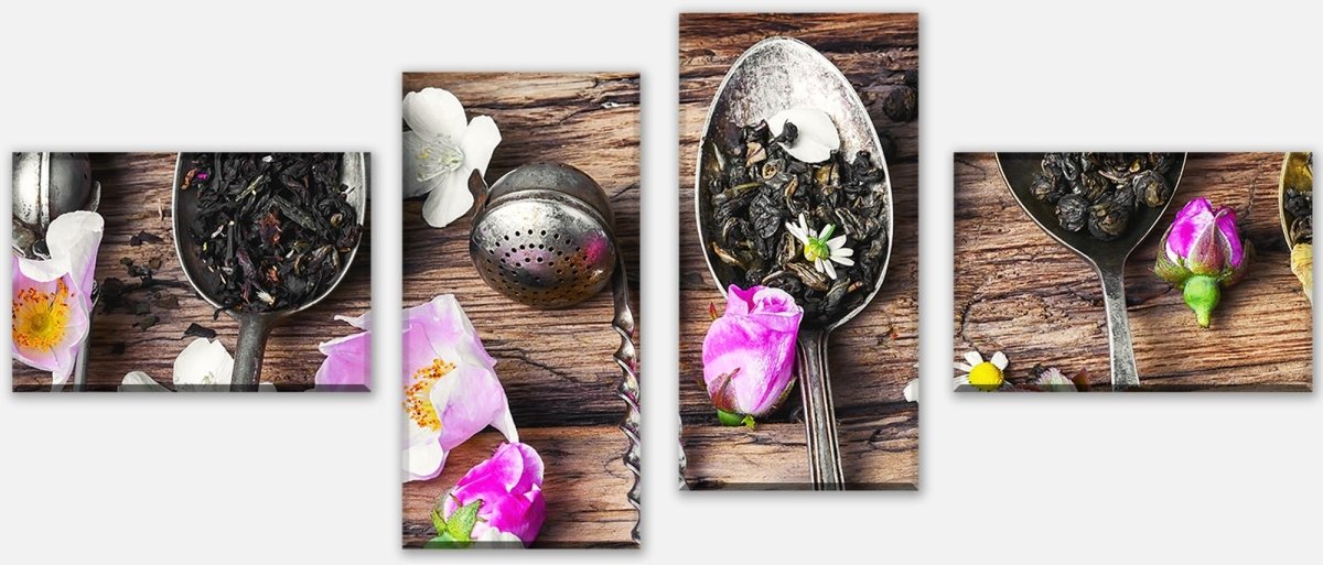 Leinwandbild Mehrteiler Großes Sortiment von Kräutertees M0849 Leinwandbild Mehrteiler Großes Sortiment von Kräutertees M0849