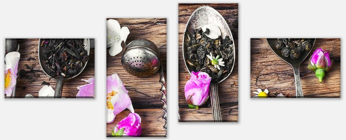 Leinwandbild Mehrteiler Großes Sortiment von Kräutertees M0849 Leinwandbild Mehrteiler Großes Sortiment von Kräutertees M0849