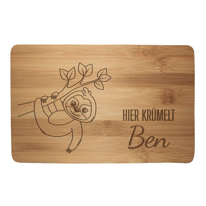 Frühstücksbrettchen Faultier, hier krümelt M0851 - Bild 1 Frühstücksbrettchen Faultier, hier krümelt M0851 - Bild 1