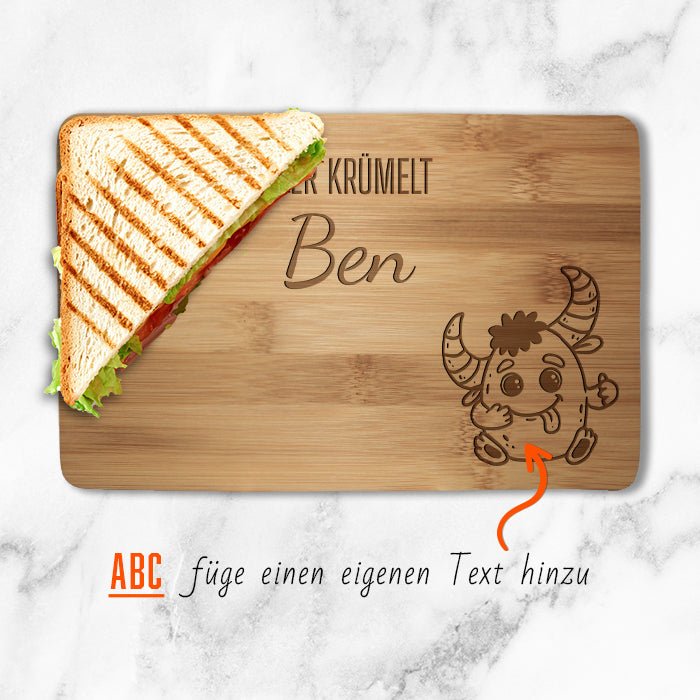 Frühstücksbrettchen Monster, hier krümelt M0852 - Bild 2 Frühstücksbrettchen Monster, hier krümelt M0852 - Bild 2