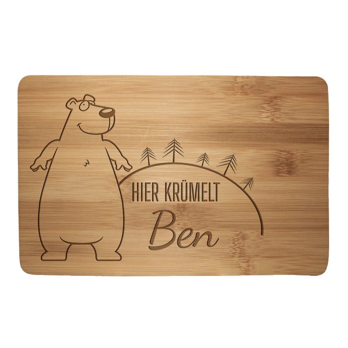 Frühstücksbrettchen Bär, hier krümelt M0858 - Bild 1 Frühstücksbrettchen Bär, hier krümelt M0858 - Bild 1