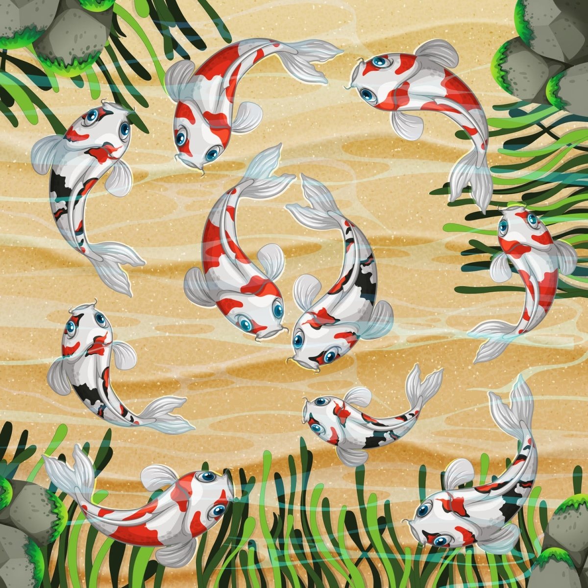 Beistelltisch Koi Fische in einem Teich M0861 entdecken - Bild 2 Beistelltisch Koi Fische in einem Teich M0861 entdecken - Bild 2