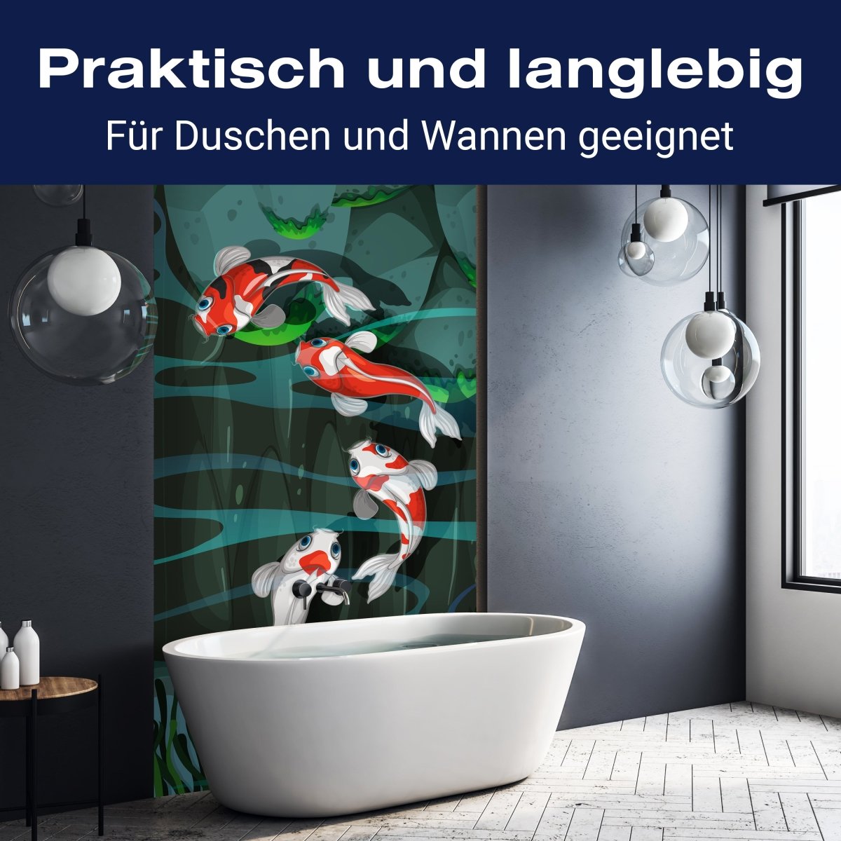 Duschwand Vier Fische schwimmen im Teich M0862 entdecken - Bild 3 Duschwand Vier Fische schwimmen im Teich M0862 entdecken - Bild 3