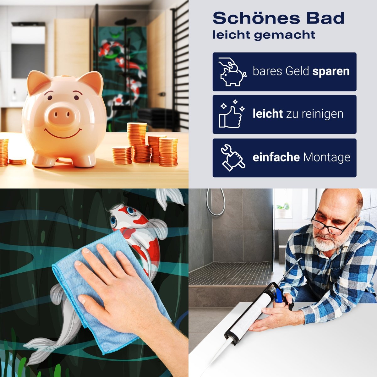 Duschwand Vier Fische schwimmen im Teich M0862 entdecken - Bild 7 Duschwand Vier Fische schwimmen im Teich M0862 entdecken - Bild 7